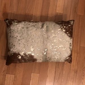 Genuine calf hair pillow with metallic accents